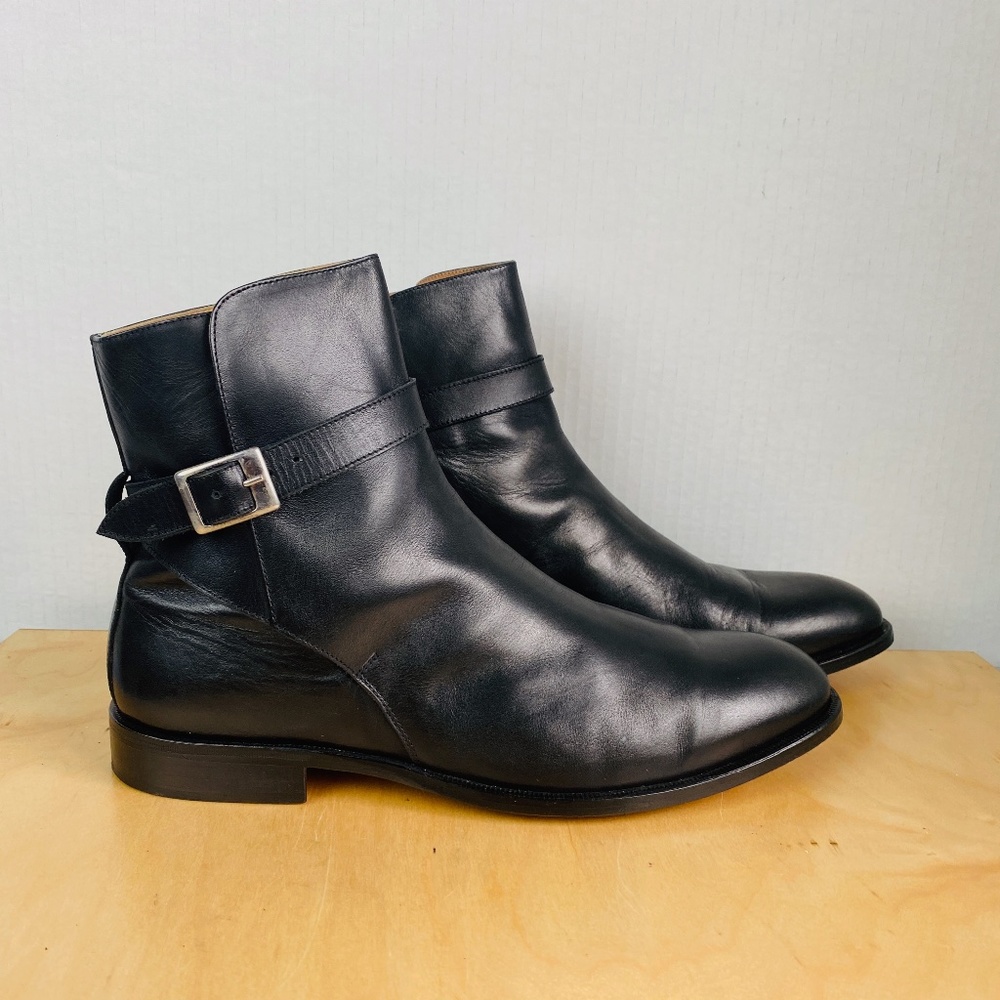 Shipton & Heneage London Black Calf Skin Wandle Strapped Chelsea Boots, 12.